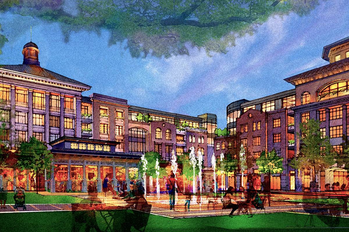 Ronkonkoma Station Square Architects, town square illustration