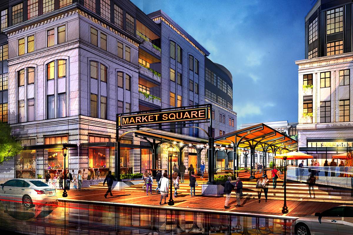 Ronkonkoma Station Square Architects, market square illustration